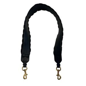 13-82 SALVATORE FERRAGAMO Ruffled Grosgrain Ribbon Purse Strap Gold Metalwork